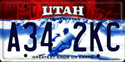 UT license plate A342KC