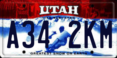 UT license plate A342KM