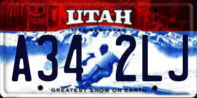 UT license plate A342LJ