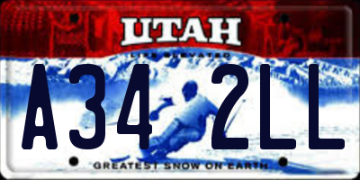 UT license plate A342LL