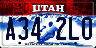 UT license plate A342LO