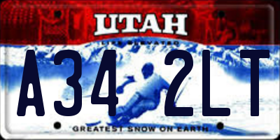 UT license plate A342LT
