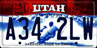 UT license plate A342LW