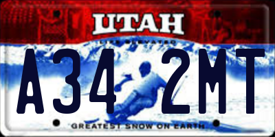 UT license plate A342MT