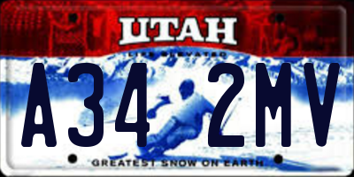 UT license plate A342MV