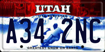 UT license plate A342NC