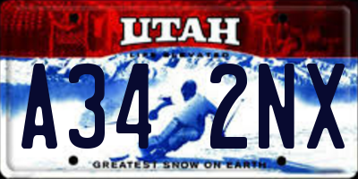 UT license plate A342NX