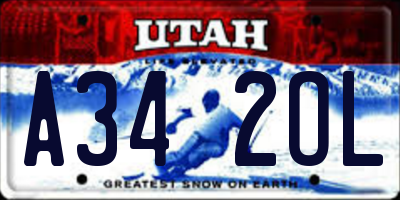 UT license plate A342OL