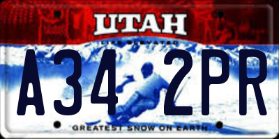 UT license plate A342PR