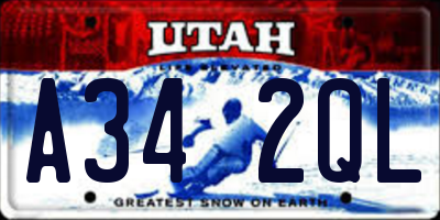UT license plate A342QL