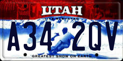 UT license plate A342QV