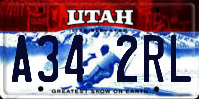 UT license plate A342RL