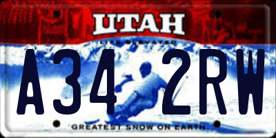 UT license plate A342RW