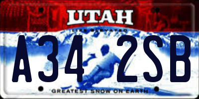 UT license plate A342SB