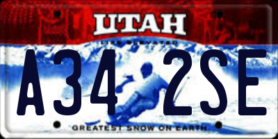 UT license plate A342SE
