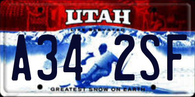 UT license plate A342SF