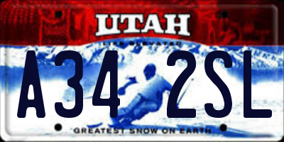 UT license plate A342SL