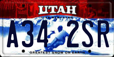 UT license plate A342SR