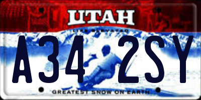 UT license plate A342SY