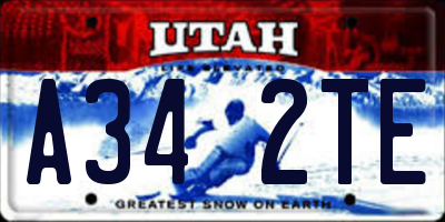 UT license plate A342TE
