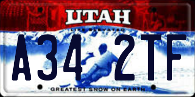 UT license plate A342TF