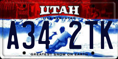 UT license plate A342TK