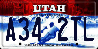 UT license plate A342TL