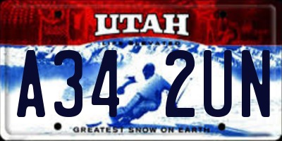 UT license plate A342UN