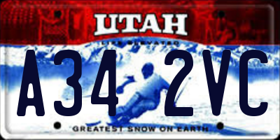 UT license plate A342VC
