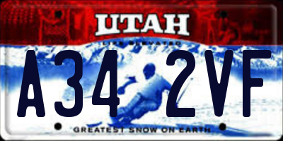 UT license plate A342VF