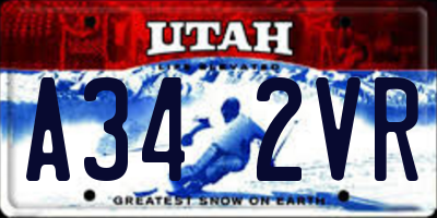 UT license plate A342VR