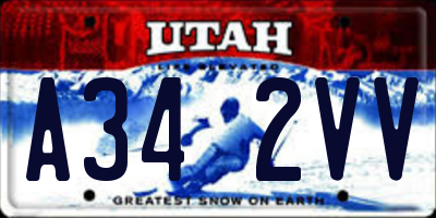UT license plate A342VV