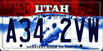 UT license plate A342VW
