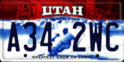 UT license plate A342WC