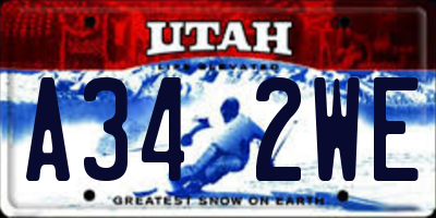 UT license plate A342WE