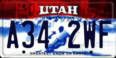 UT license plate A342WF