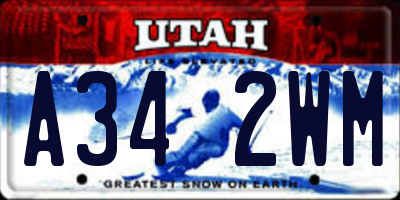 UT license plate A342WM
