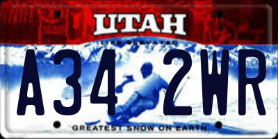 UT license plate A342WR