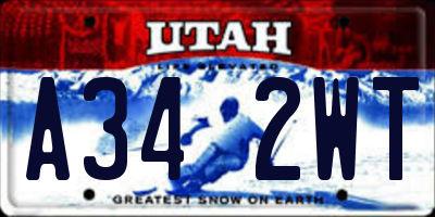 UT license plate A342WT