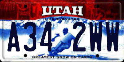UT license plate A342WW