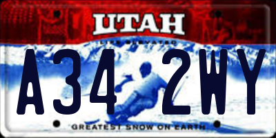 UT license plate A342WY