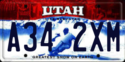 UT license plate A342XM