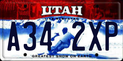 UT license plate A342XP