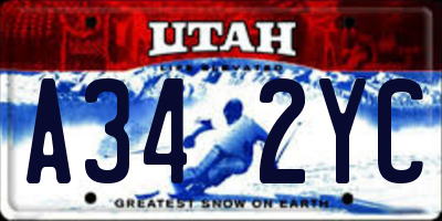 UT license plate A342YC