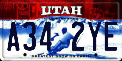 UT license plate A342YE