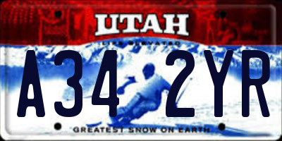 UT license plate A342YR