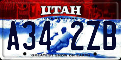 UT license plate A342ZB