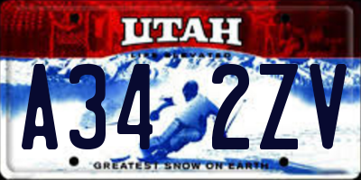 UT license plate A342ZV