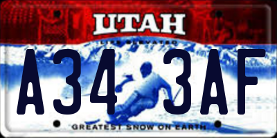 UT license plate A343AF