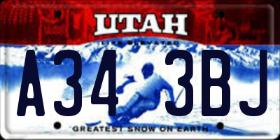 UT license plate A343BJ